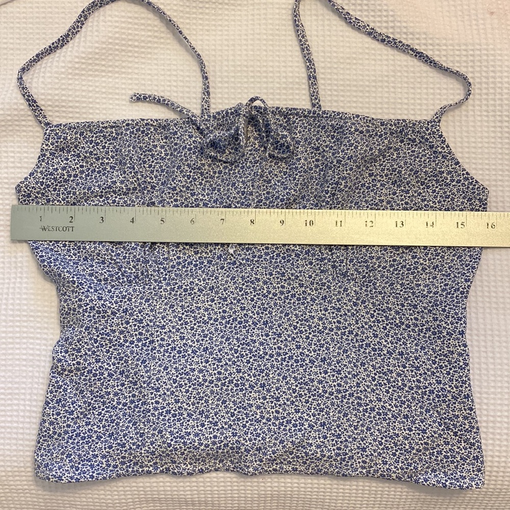 NWT | Abercrombie & Fitch Tank Womens Small Tie Front Cropped Cami Blue - Picture 6 of 6